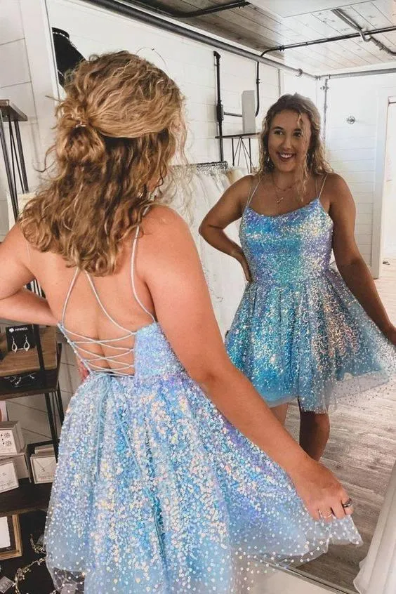 Cute Hot Pink Sequins A-Line Homecoming Dress Short Prom Dress HD0177