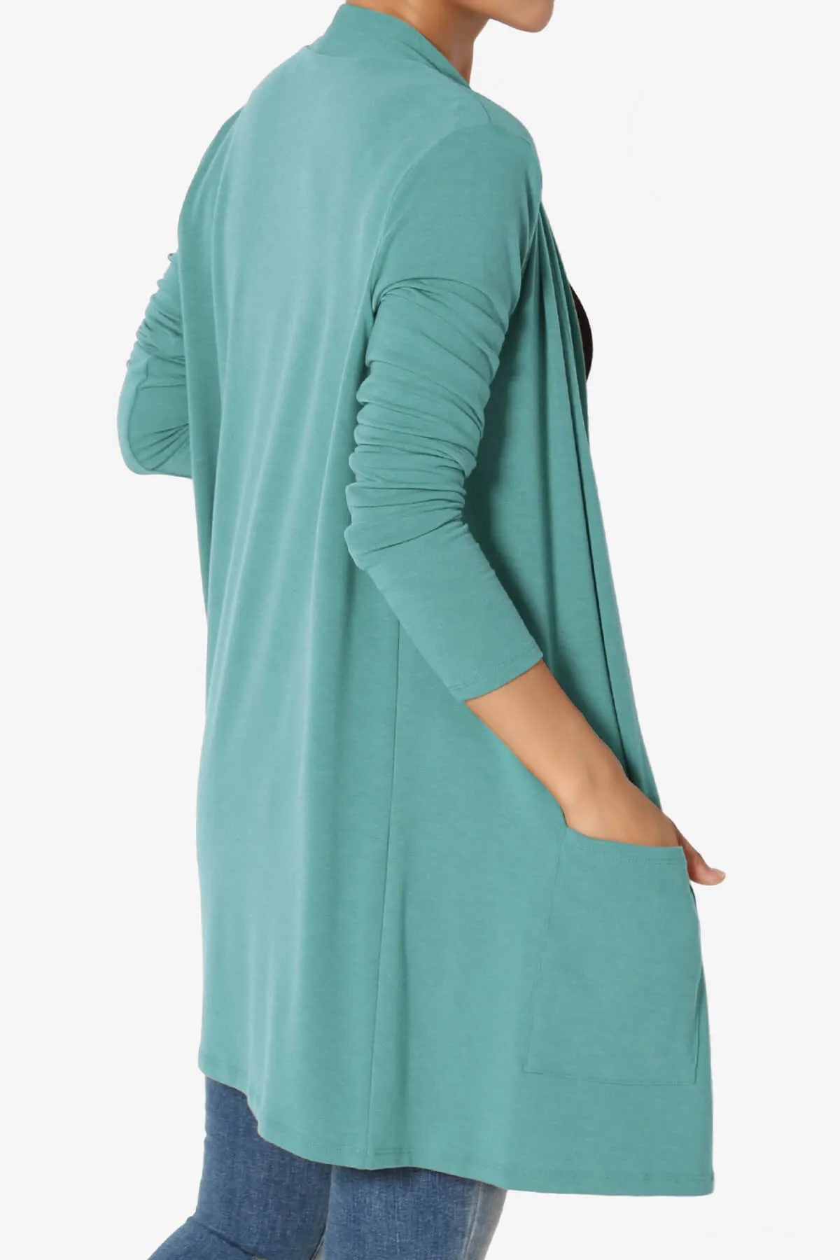 Daday Long Sleeve Pocket Open Front Cardigan PLUS