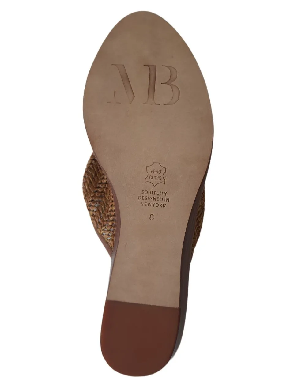 MATT BERNSON Women's Brown Chestnut Raffia Finch Slides #MB073 8 NWB