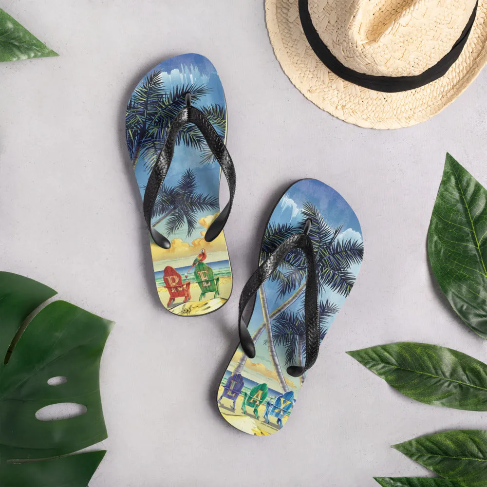 Relax at the Beach Flip Flops Adirondack Chairs Palm Trees Art by Jim Mazzotta