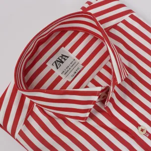 ZR Men Red & White T Stripes Shirt